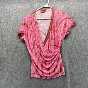 Missoni Blouse Womens Medium Pink Multicolor Abstract Print Rayon Italy